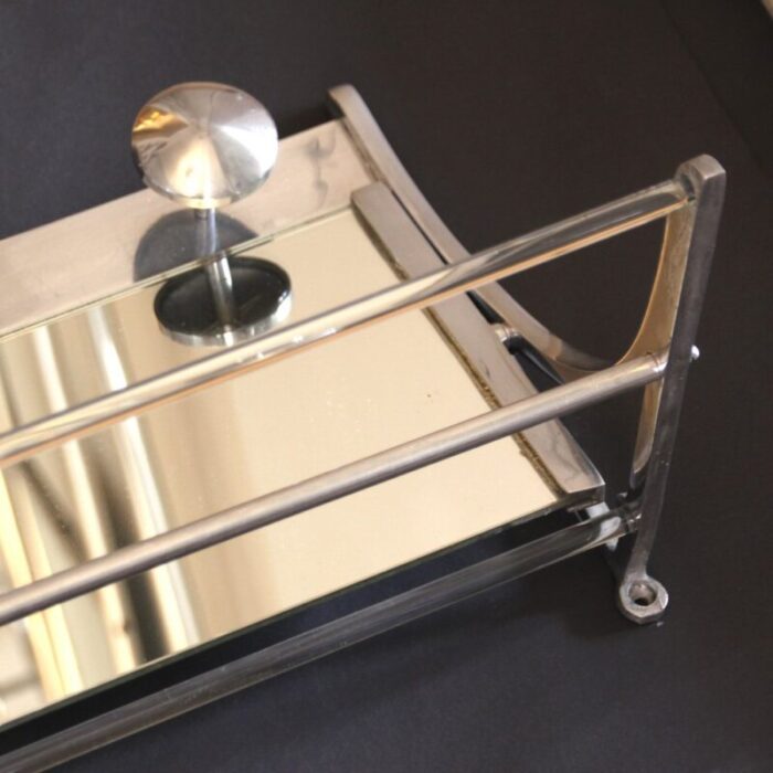 french art deco chromed coat rack with mirror 1940s 6