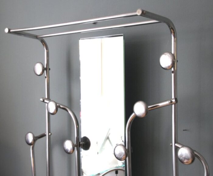 french art deco polished aluminum coat stand 1940s 6