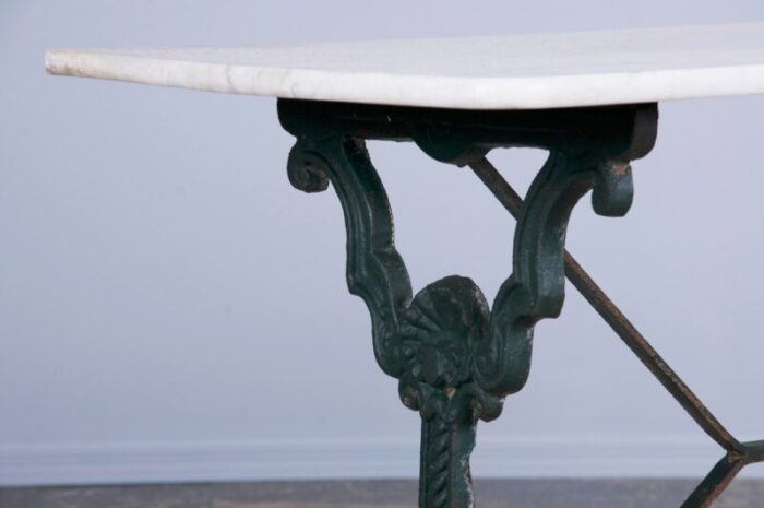 french bistro table with painted wrought iron base and marble top 8211