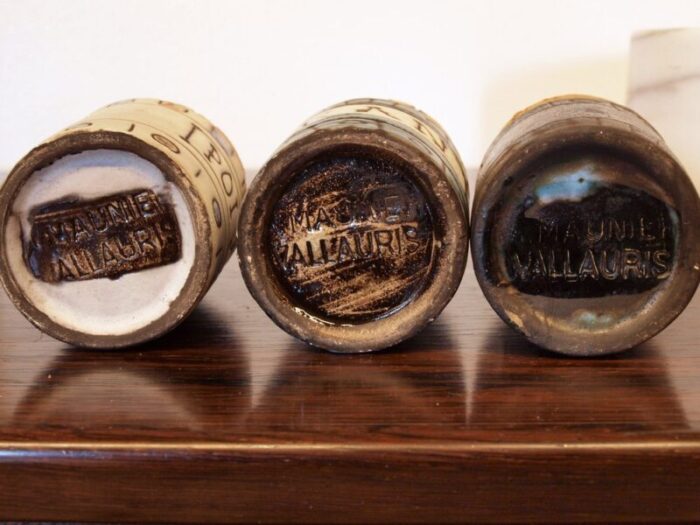 french ceramic spice jars by alain maunier for vallauris 1950s set of 3 4