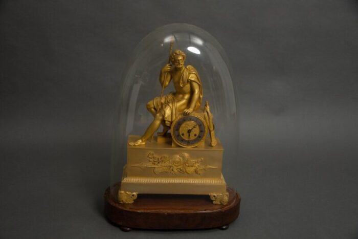 french empire clock with ulysses in patinated gilt bronze 1810 1