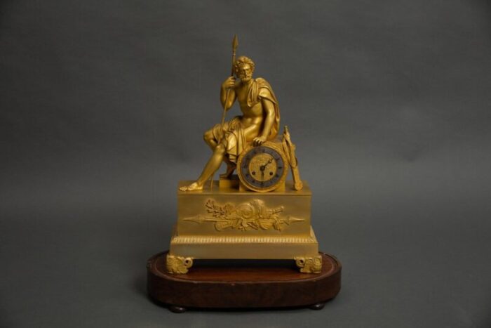 french empire clock with ulysses in patinated gilt bronze 1810 3