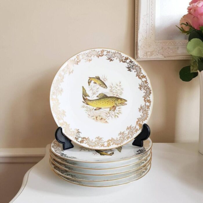 french porcelain fish plates from limoges set of 13 6239