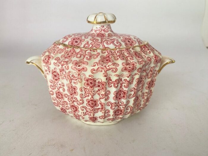 french porcelain sugar pot in white and red set of 2 11