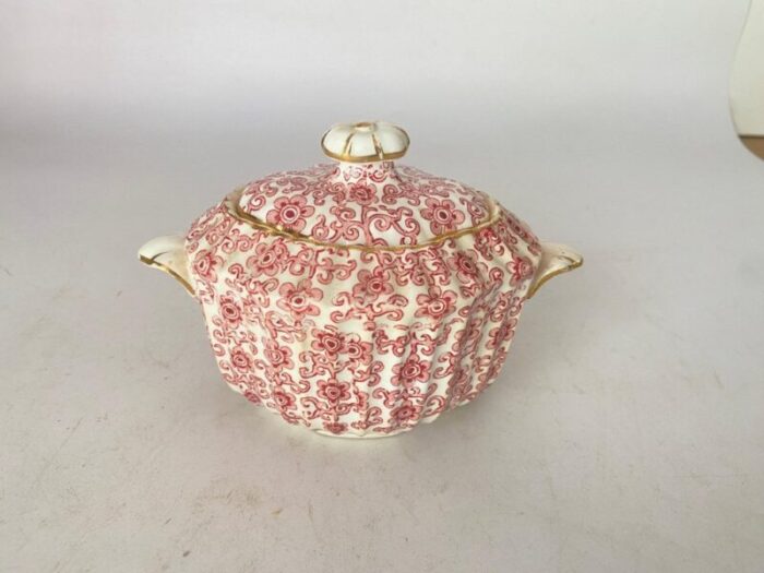 french porcelain sugar pot in white and red set of 2 12