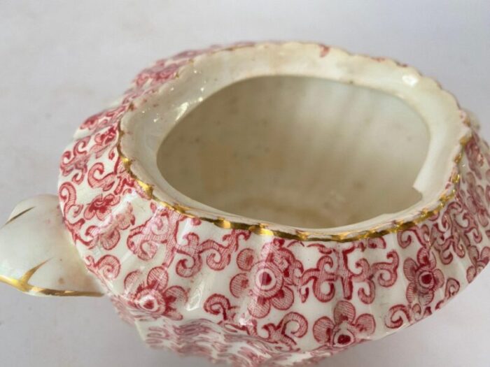 french porcelain sugar pot in white and red set of 2 7