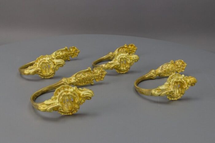 french rococo style gilt bronze curtain tiebacks or curtain holders 1890s set of 4 10