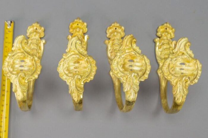 french rococo style gilt bronze curtain tiebacks or curtain holders 1890s set of 4 17