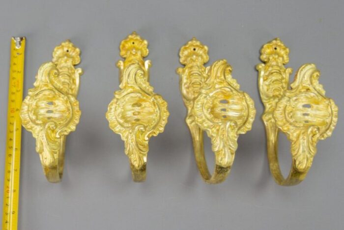 french rococo style gilt bronze curtain tiebacks or curtain holders 1890s set of 4 18