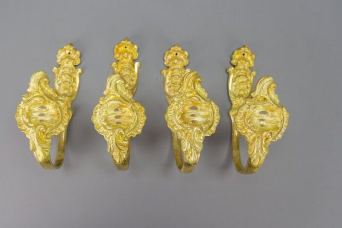 french rococo style gilt bronze curtain tiebacks or curtain holders 1890s set of 4 19