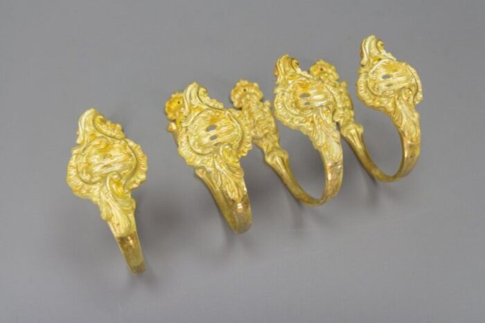 french rococo style gilt bronze curtain tiebacks or curtain holders 1890s set of 4 7