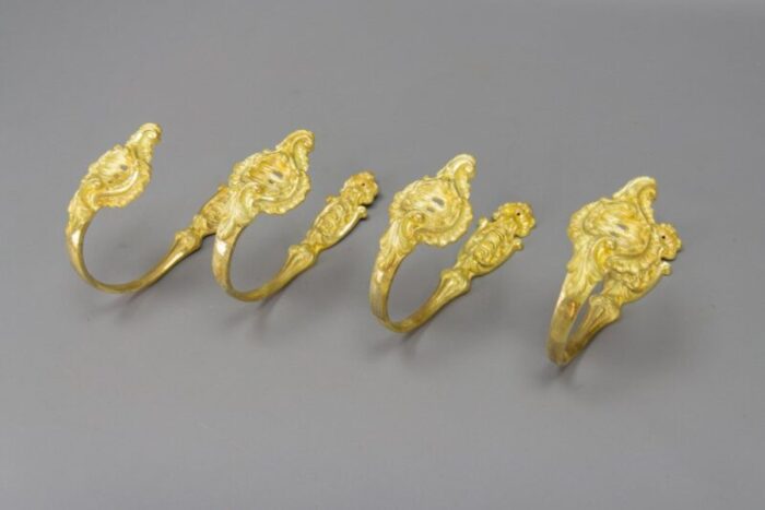 french rococo style gilt bronze curtain tiebacks or curtain holders 1890s set of 4 9