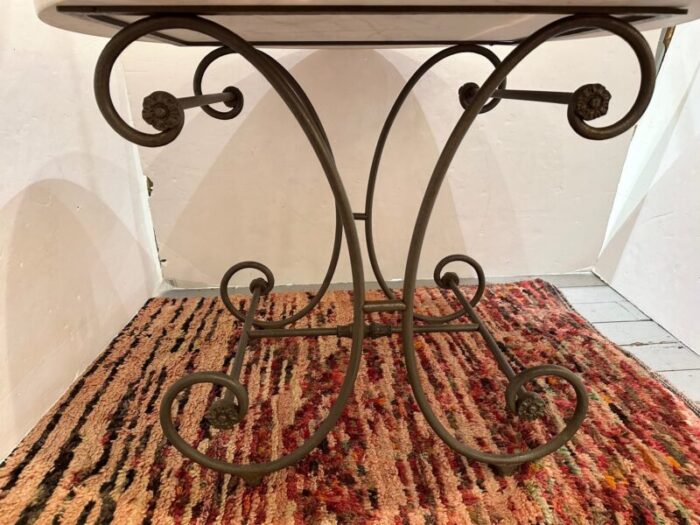 french vintage iron and marble cafe round dining table 4971