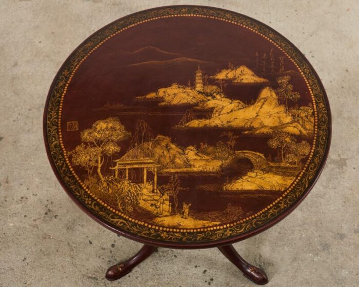 georgian style lacquered japonisme tilt top center table 1423