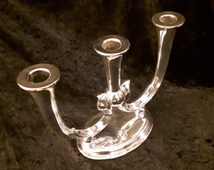 german 3 arm candleholder in silver plated metal from wmf 1930s 3