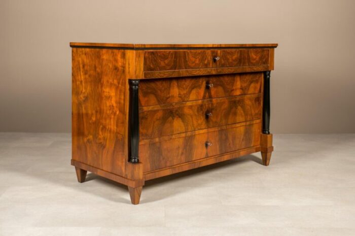 german biedermeier chest of drawer in walnut 0814