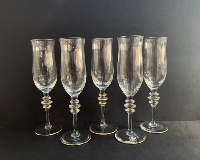 german crystal champagne glasses by gallo 1980s set of 5 3