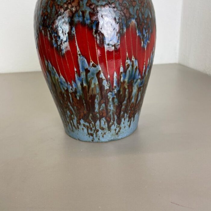 german zig zag lora pottery fat lava vase from scheurich 1970s 10