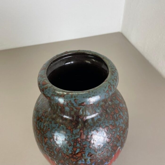 german zig zag lora pottery fat lava vase from scheurich 1970s 12