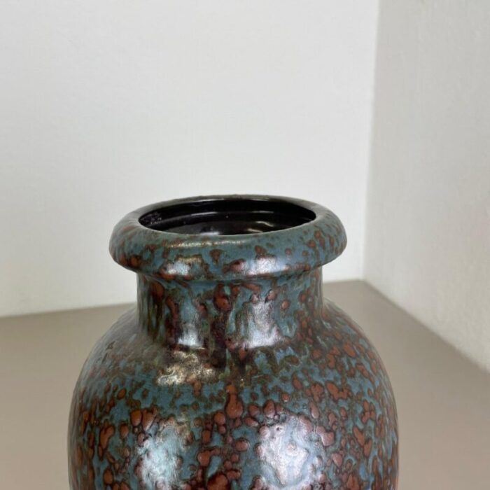 german zig zag lora pottery fat lava vase from scheurich 1970s 13