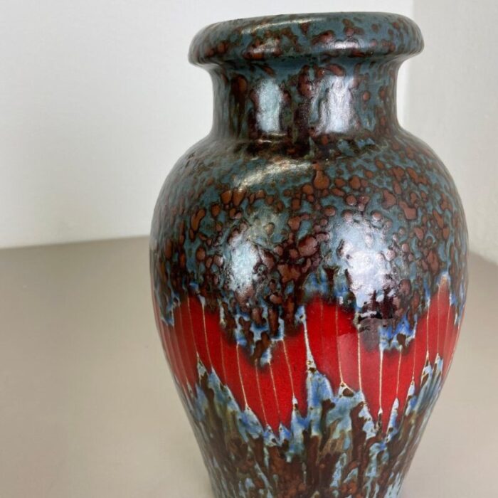 german zig zag lora pottery fat lava vase from scheurich 1970s 14