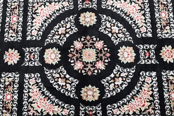 ghom silk rug in black 2