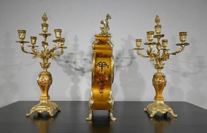 gilt bronze and martin varnish fireplace trim in louis xv style mid 19th century set of 3 18