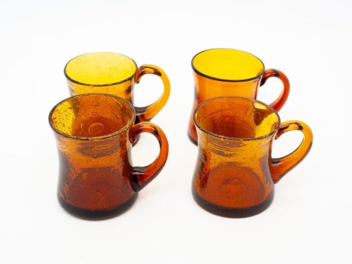 glass mugs by erik hoeglund for boda sweden 1950s set of 4 1