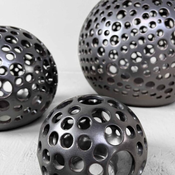 glazed ceramic spheres 1990s set of 4 12