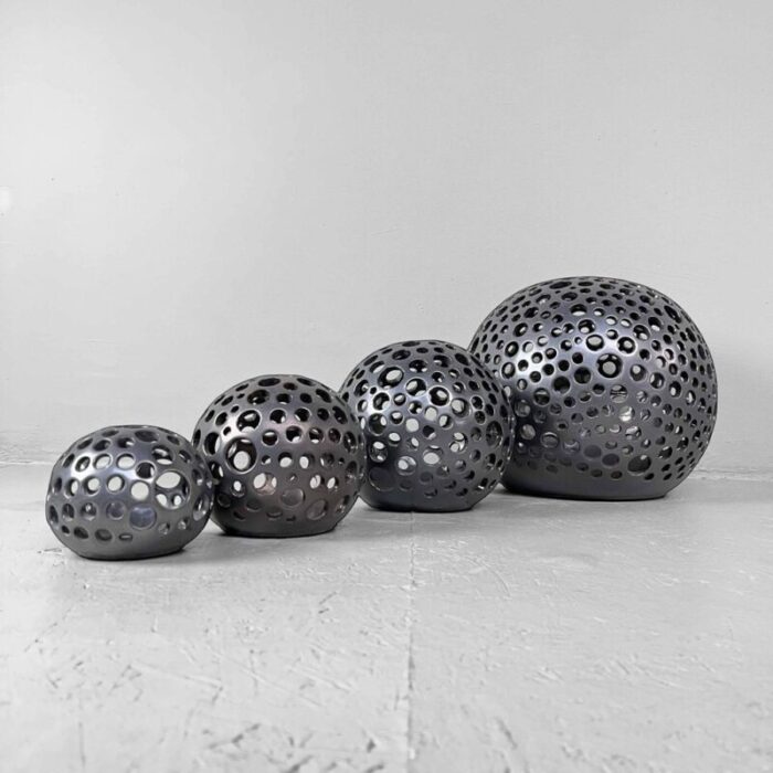 glazed ceramic spheres 1990s set of 4 14