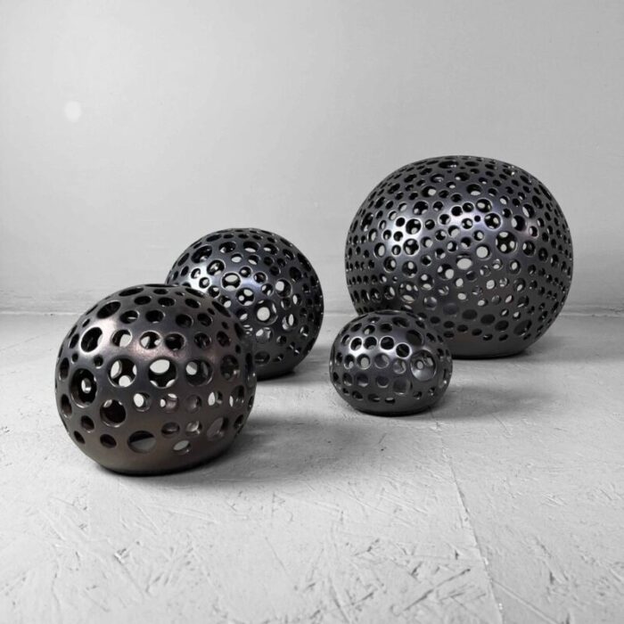 glazed ceramic spheres 1990s set of 4 15