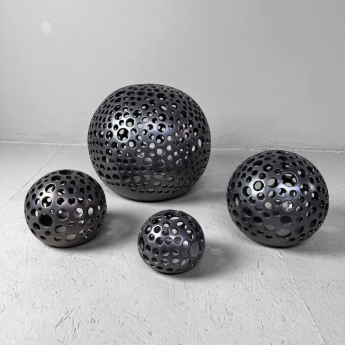 glazed ceramic spheres 1990s set of 4 17