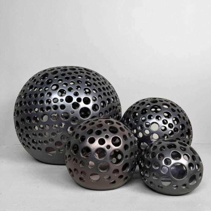 glazed ceramic spheres 1990s set of 4 3