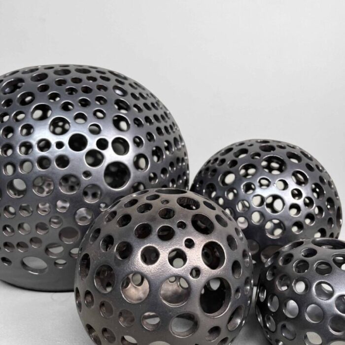 glazed ceramic spheres 1990s set of 4 5