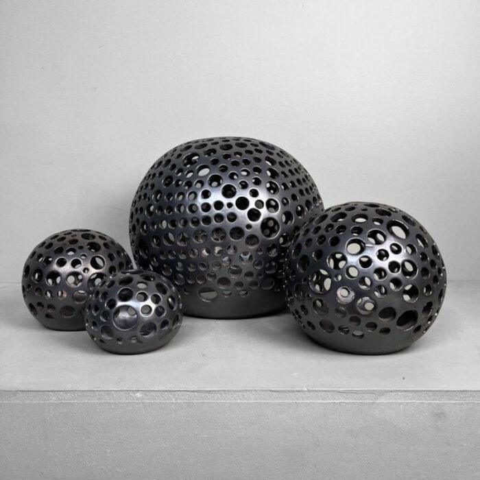 glazed ceramic spheres 1990s set of 4 6