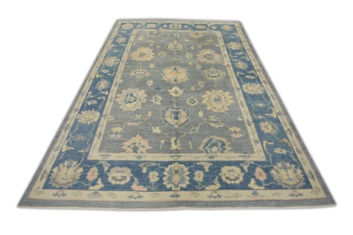 gray and blue handmade turkish oushak rug 62 x 911 2150