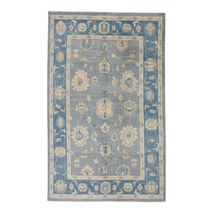 gray and blue handmade turkish oushak rug 62 x 911 9132