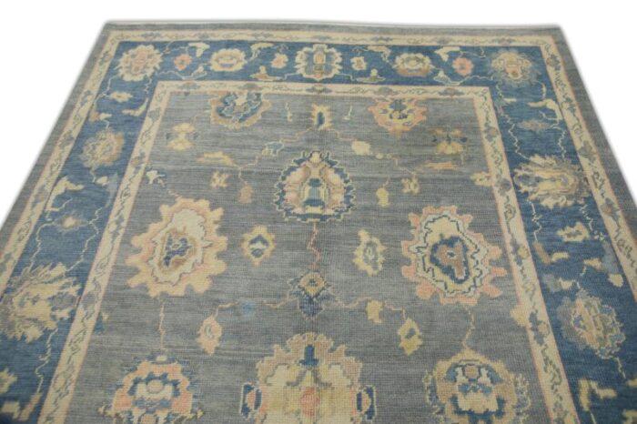 gray and blue handmade turkish oushak rug 62 x 911 9331