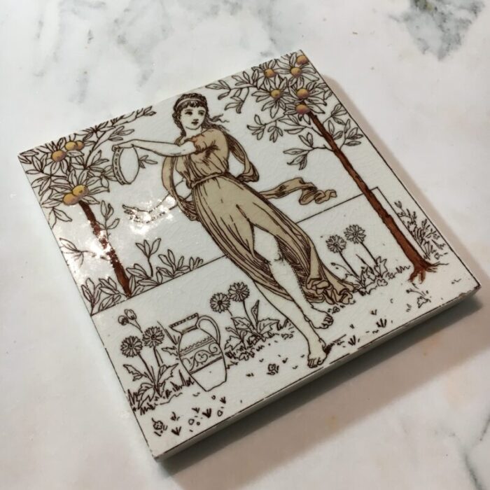 greek musicians in an orange grove aesthetic movement tile tambourinist 1298