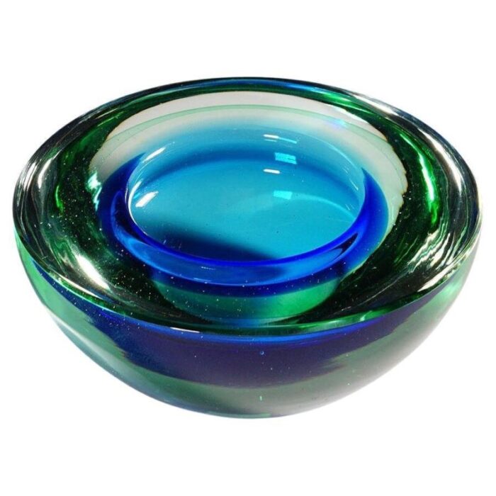 green and blue archimede bowl from seguso geode murano italy1950s 1