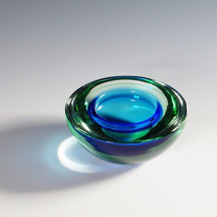 green and blue archimede bowl from seguso geode murano italy1950s 2