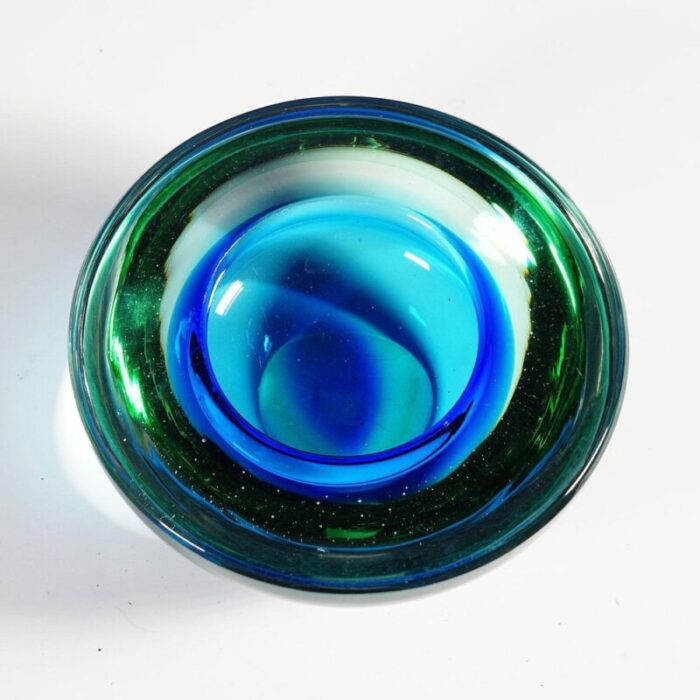 green and blue archimede bowl from seguso geode murano italy1950s 3