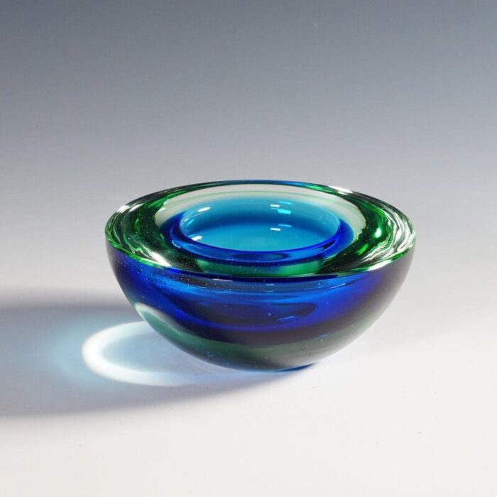 green and blue archimede bowl from seguso geode murano italy1950s 4