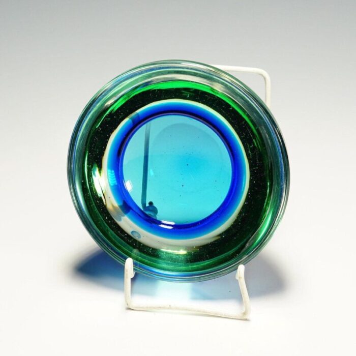 green and blue archimede bowl from seguso geode murano italy1950s 5