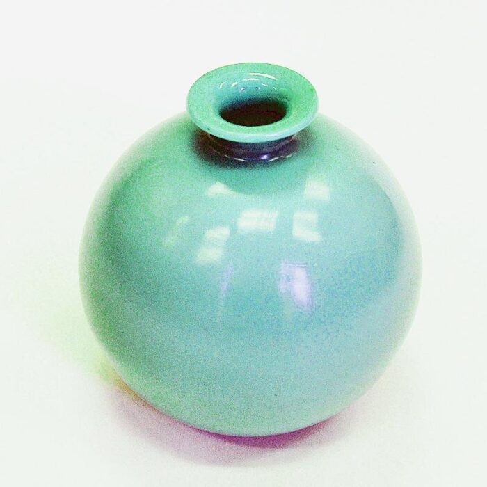 green flowerball glass vase by harald notini for pukeberg sweden 1930s 2