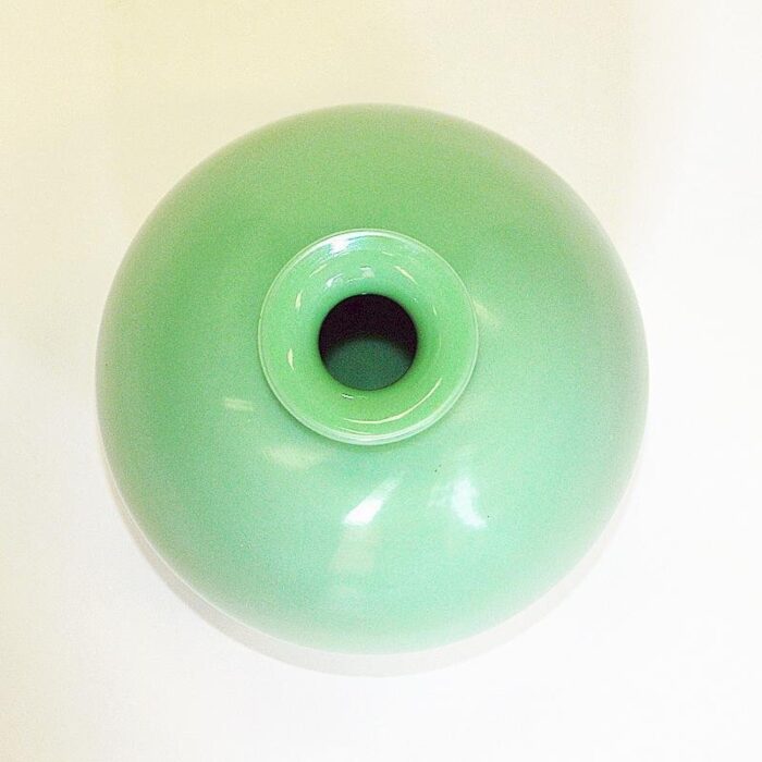 green flowerball glass vase by harald notini for pukeberg sweden 1930s 4