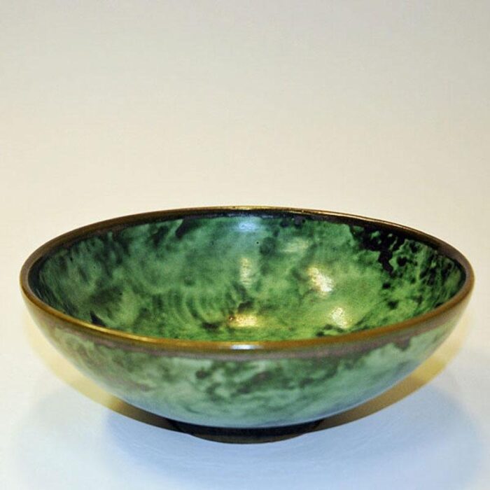 green glazed stonewear dish by nittsjoe keramik sweden 1940s 2