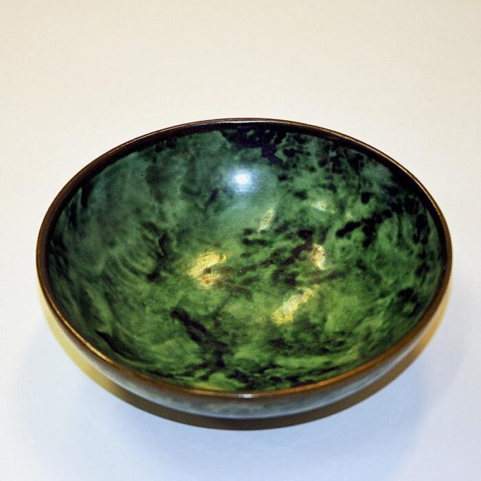 green glazed stonewear dish by nittsjoe keramik sweden 1940s 3