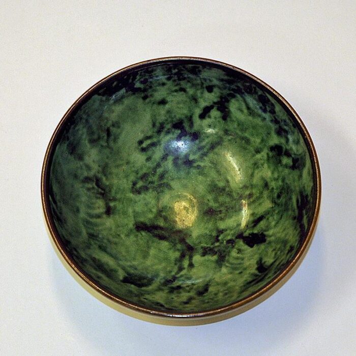 green glazed stonewear dish by nittsjoe keramik sweden 1940s 4