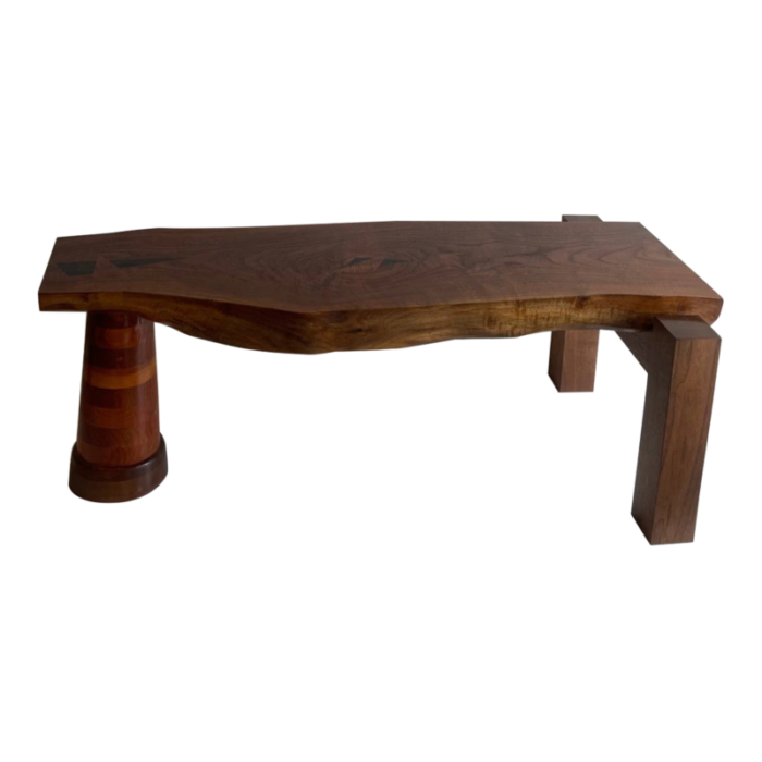 hand crafted asymmetrical rustic wooden bench 0675